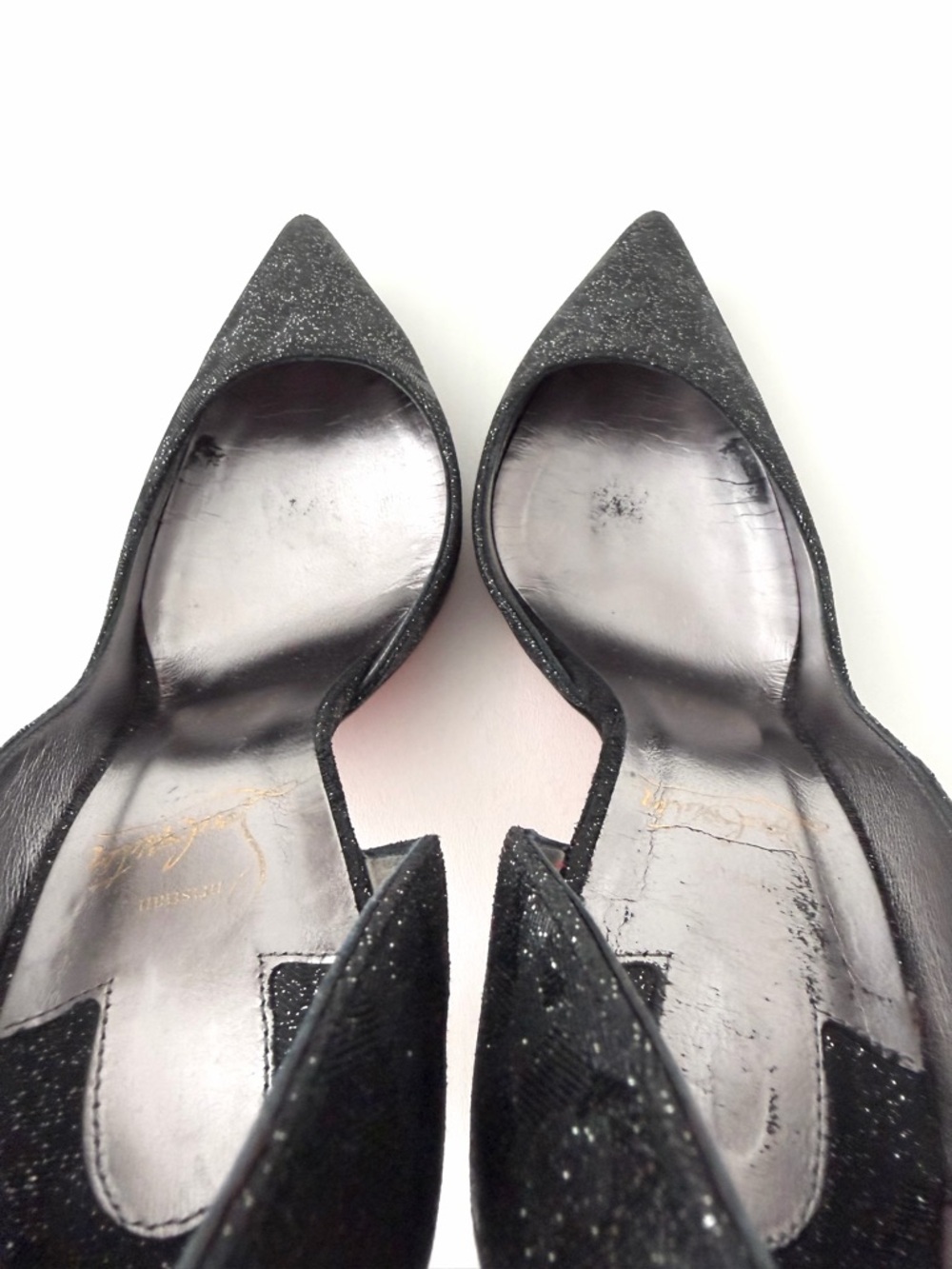 CHRISTIAN LOUBOUTIN || Iriza 100 Flintstar Glitter D’Orsay Heels EU 37.5 - Picture 7 of 14